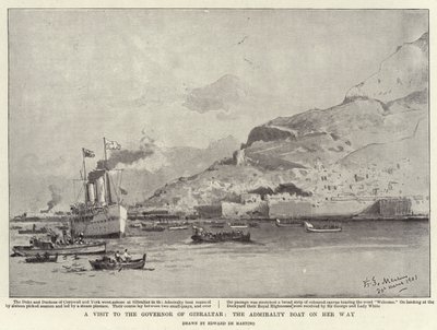 A Visit to the Governor of Gibraltar, the Admiralty Boat on Her Way by Eduardo de Martino